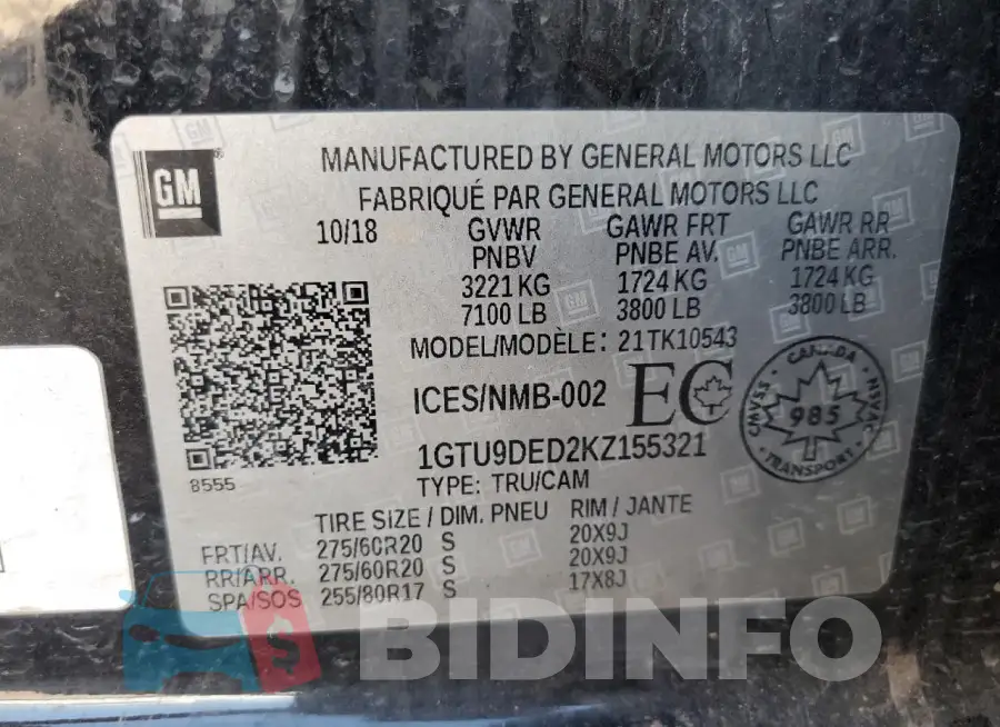1GTU9DED2KZ155321 Photo# 13