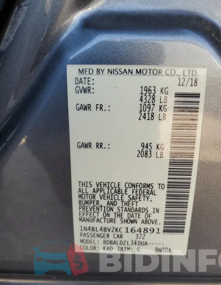 1N4BL4BV2KC164891 Photo# 12