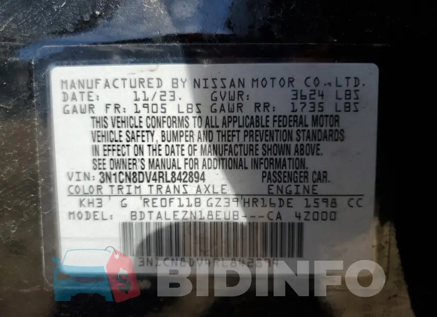 3N1CN8DV4RL842894 Photo# 12