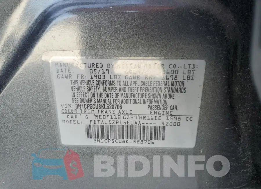 3N1CP5CU8KL528706 Photo# 14
