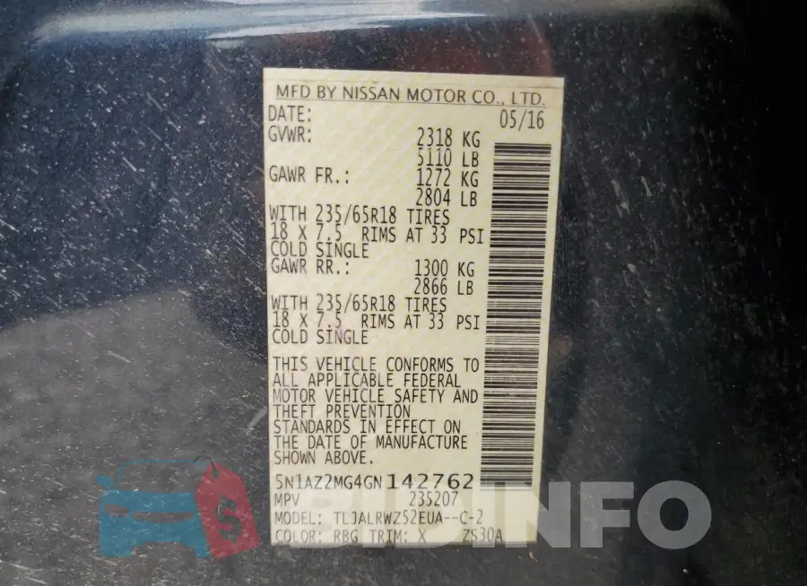 5N1AZ2MG4GN142762 Photo# 14