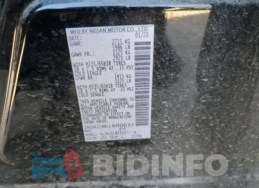 5N1DR2CM8LC600037 Photo# 12
