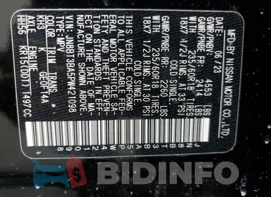 JN8BT3BA5PW421098 Photo# 14