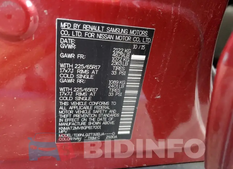 KNMAT2MV8GP617001 Photo# 13