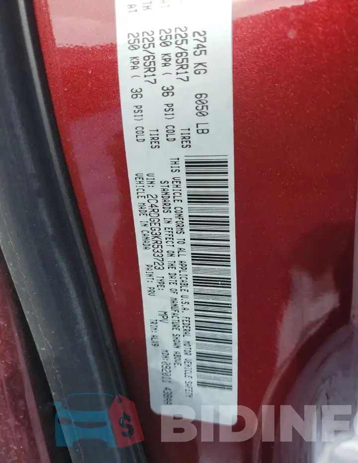 2C4RDGEG3KR533723 Photo# 12