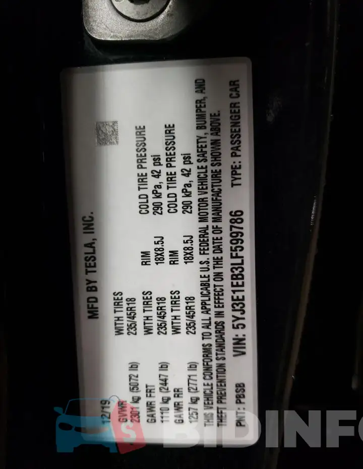 5YJ3E1EB3LF599786 Photo# 12