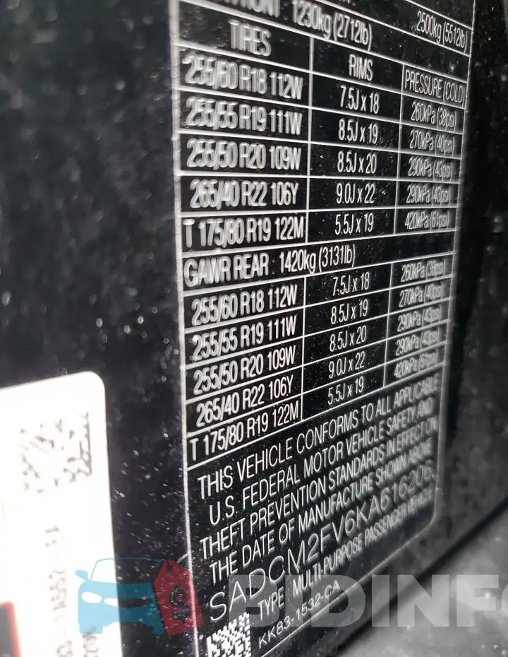 SADCM2FV6KA616206 Photo# 13
