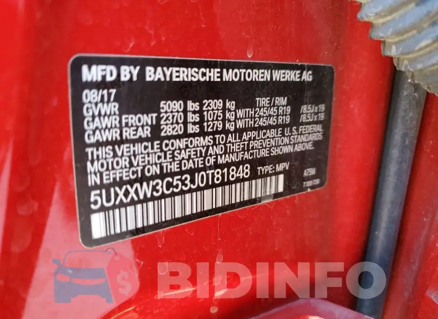 5UXXW3C53J0T81848 Photo# 13
