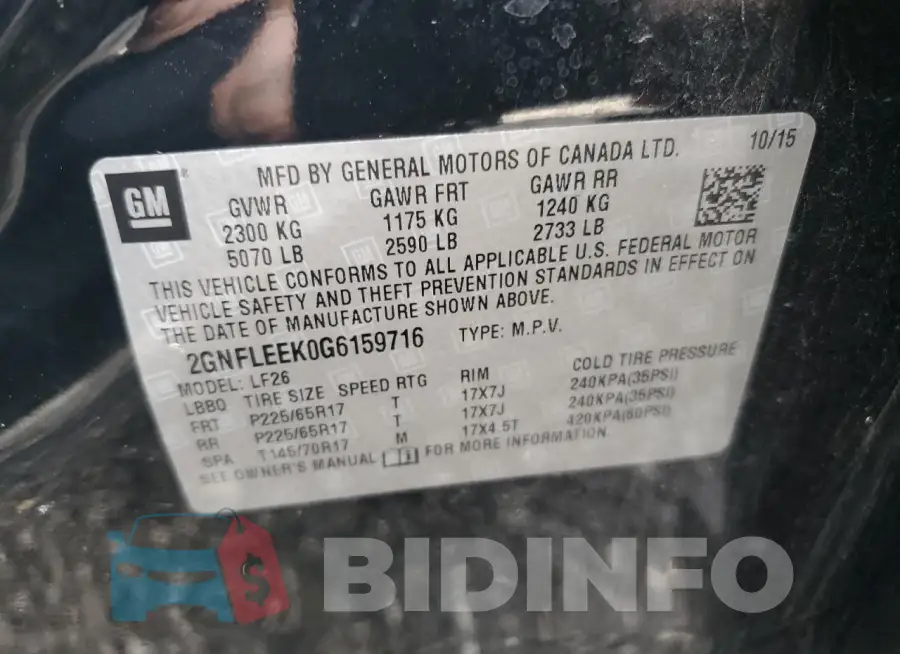 2GNFLEEK0G6159716 Photo# 13
