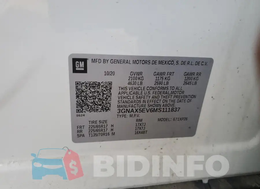 3GNAX5EV6MS111837 Photo# 13