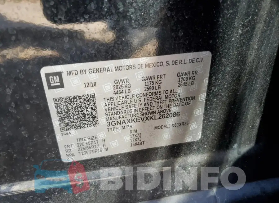 3GNAXKEVXKL262086 Photo# 12