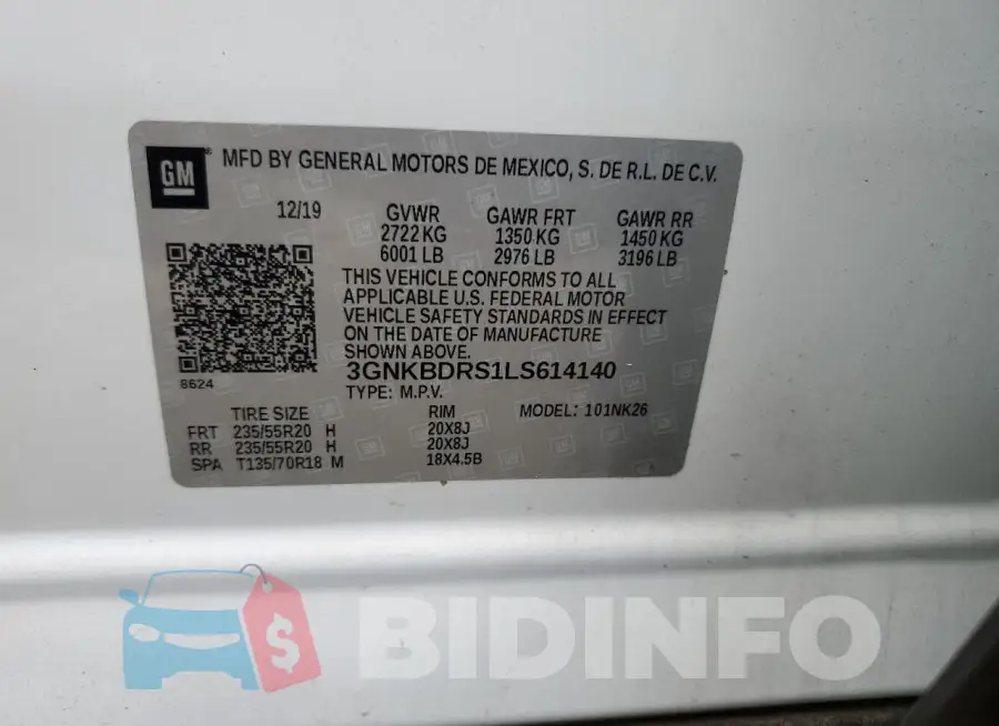 3GNKBDRS1LS614140 Photo# 13
