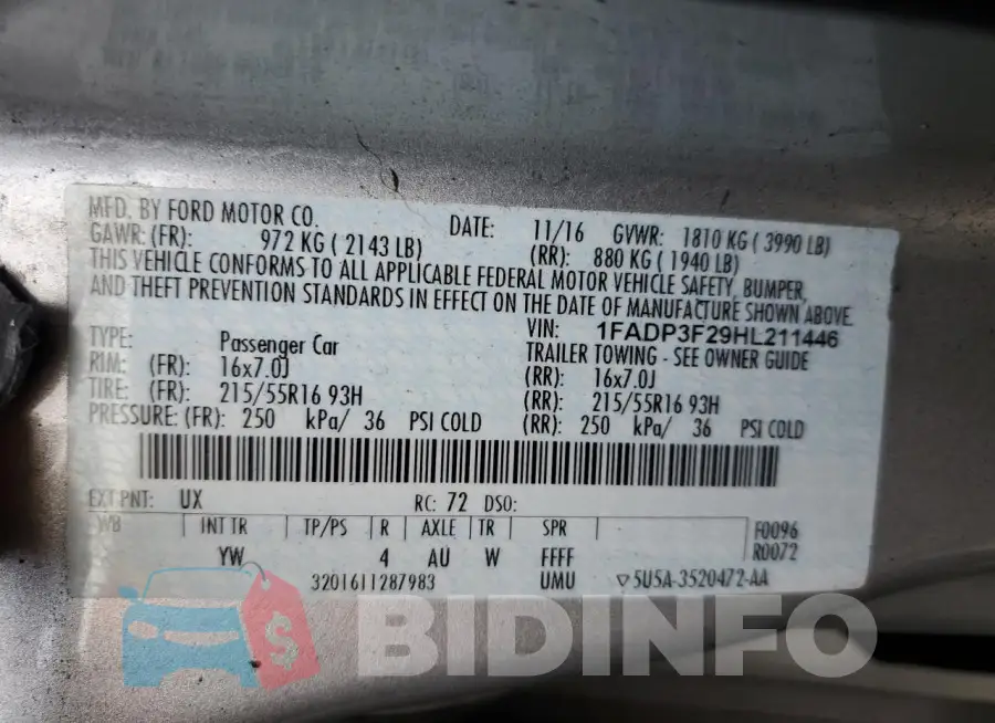 1FADP3F29HL211446 Photo# 12