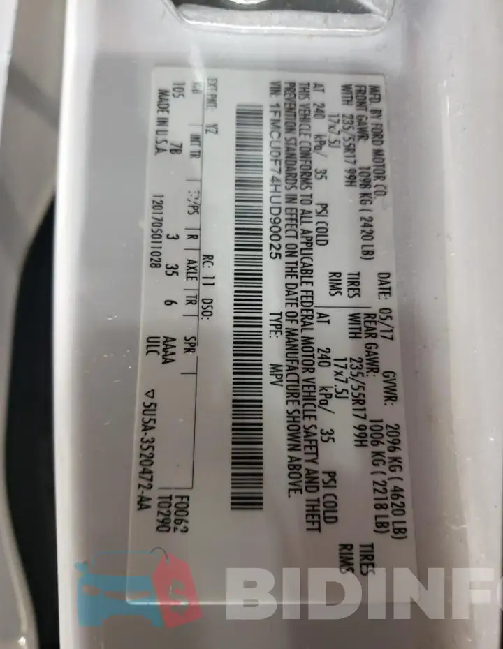 1FMCU0F74HUD90025 Photo# 14