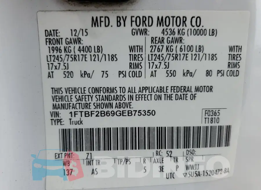 1FTBF2B69GEB75350 Photo# 12