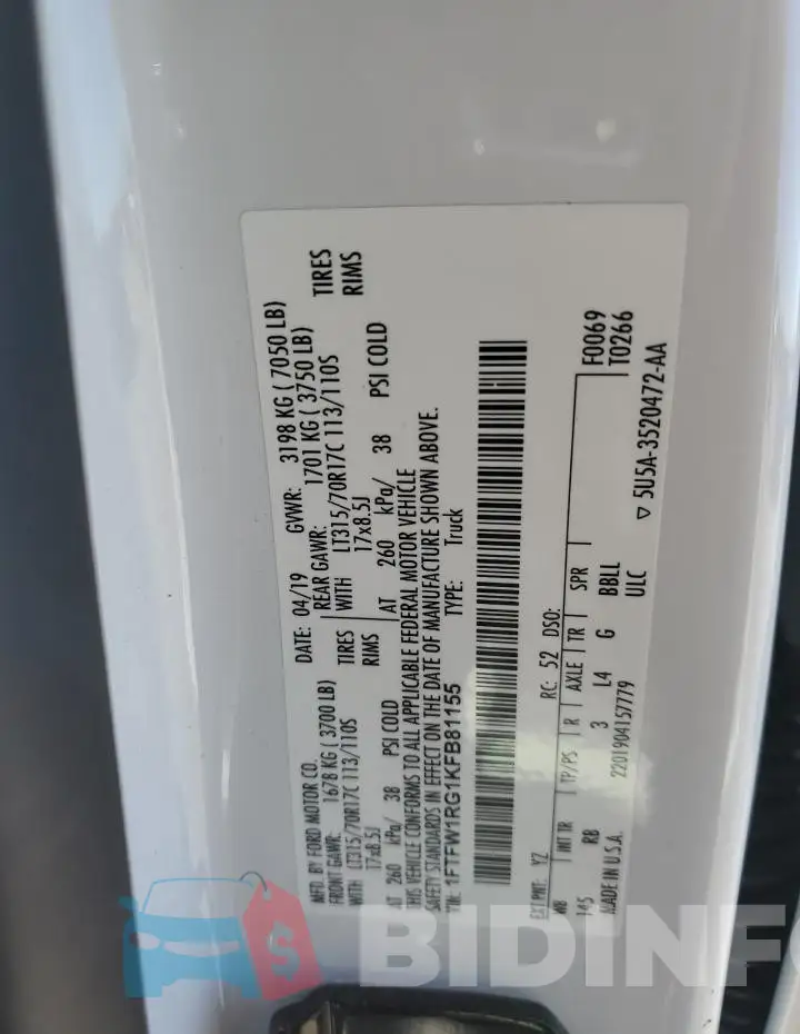 1FTFW1RG1KFB81155 Photo# 13