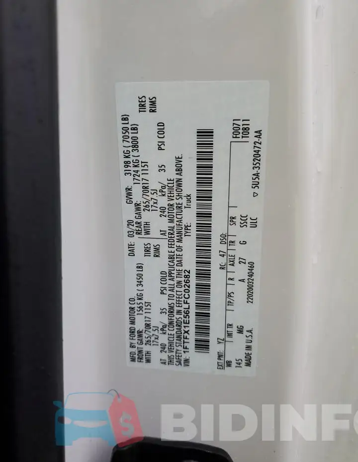 1FTFX1E56LFC02682 Photo# 12
