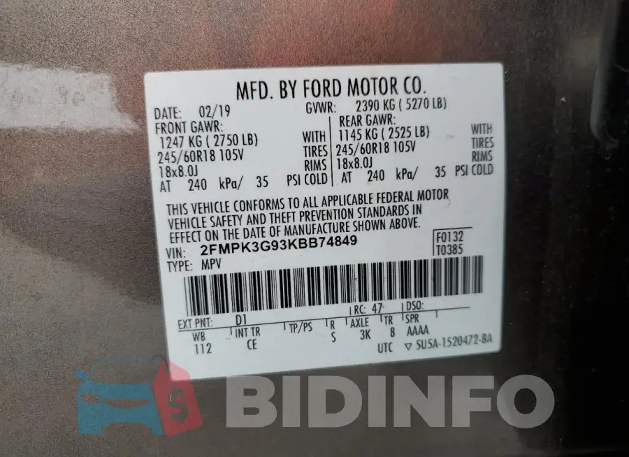 2FMPK3G93KBB74849 Photo# 13