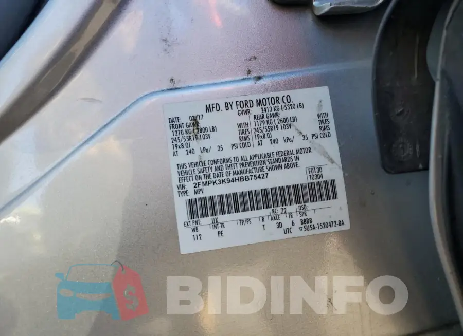 2FMPK3K94HBB75427 Photo# 14