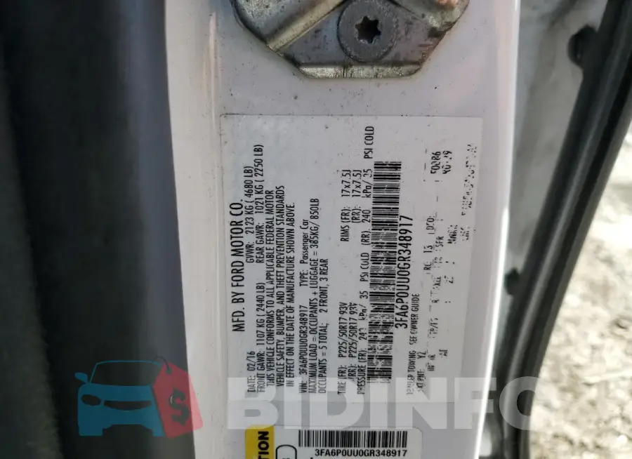 3FA6P0UU0GR348917 Photo# 12