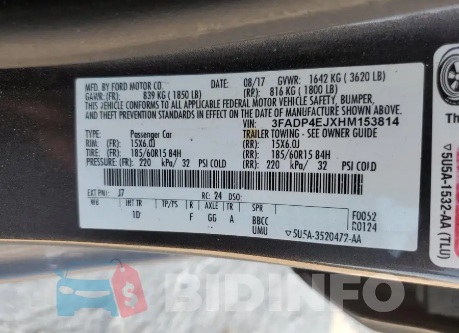 3FADP4EJXHM153814 Photo# 13