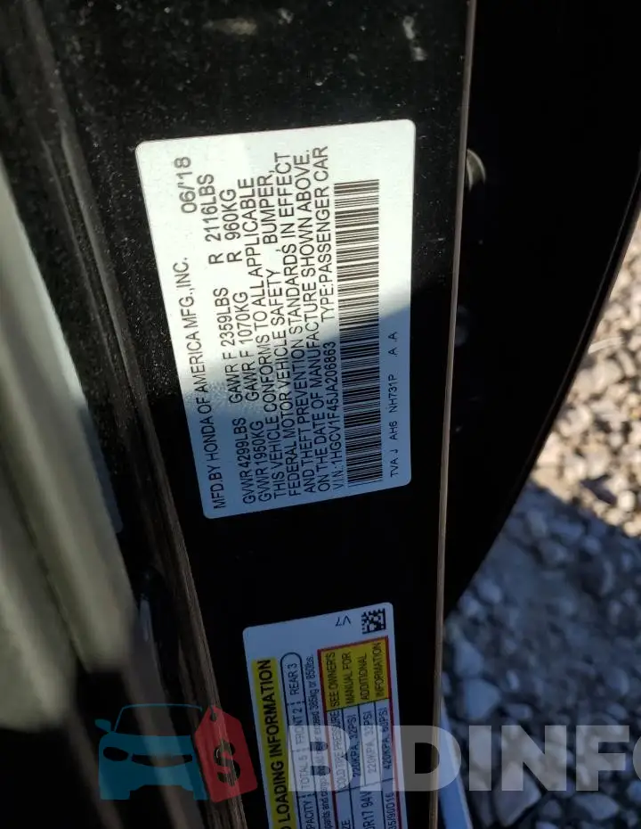 1HGCV1F45JA206863 Photo# 12