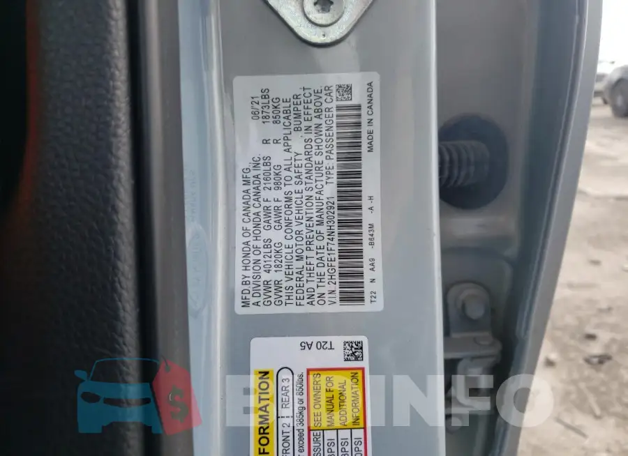2HGFE1F74NH302921 Photo# 12