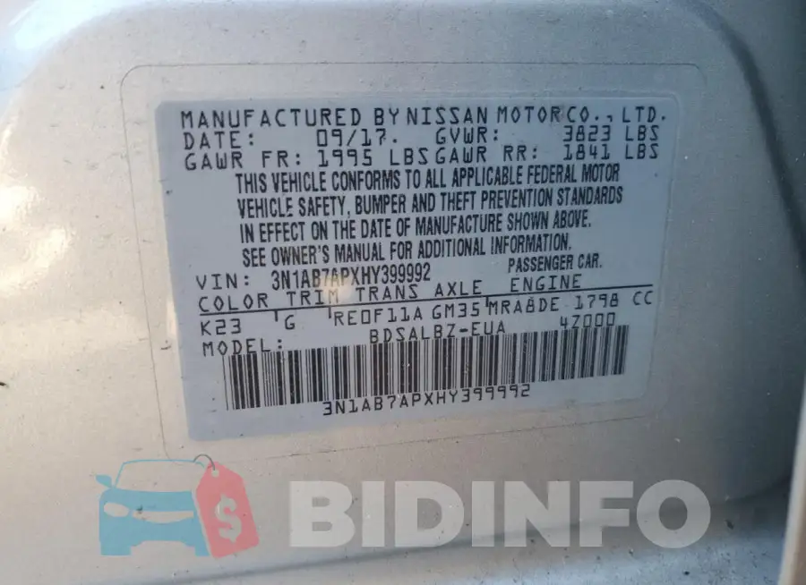 3N1AB7APXHY399992 Photo# 12