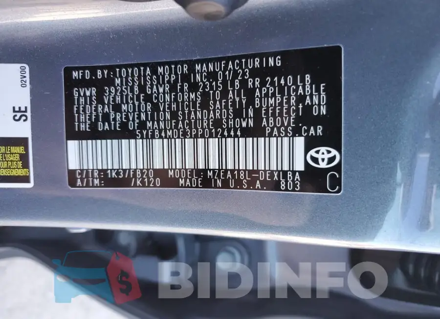 5YFB4MDE3PP012444 Photo# 13