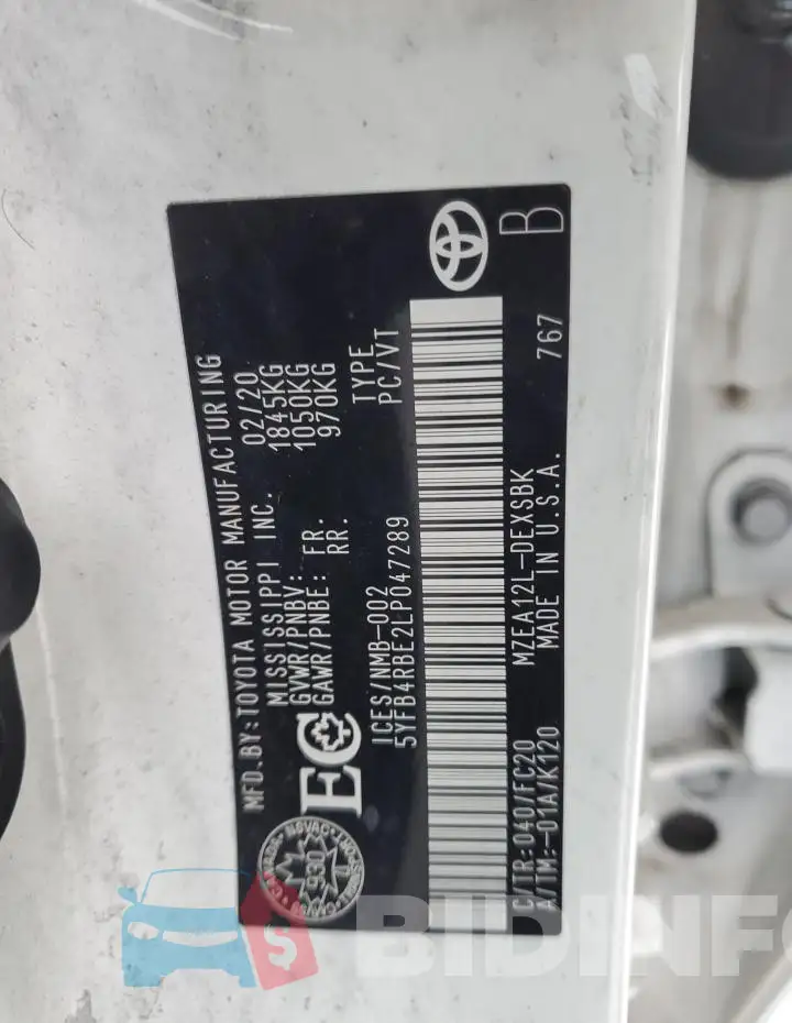 5YFB4RBE2LP047289 Photo# 12