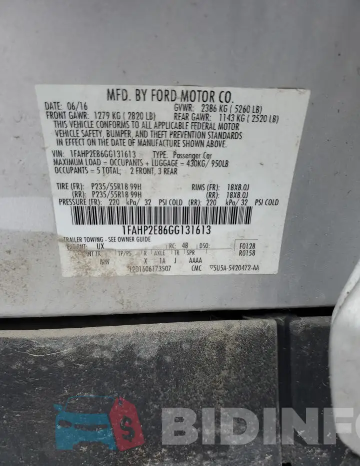 1FAHP2E86GG131613 Photo# 12