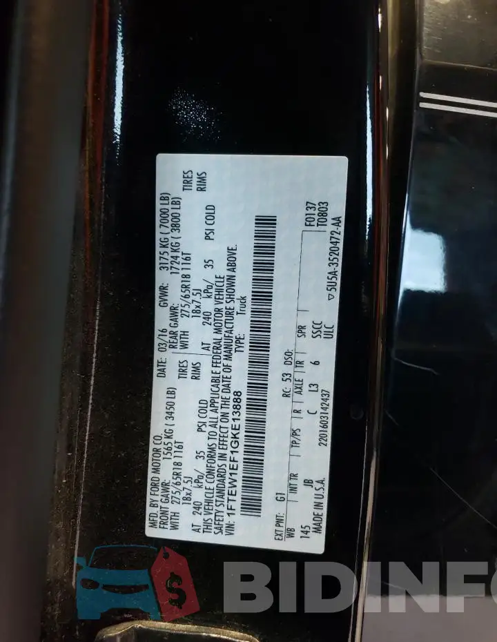 1FTEW1EF1GKE13888 Photo# 13