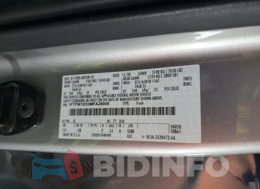 1FTFW1E53MFA28008 Photo# 13
