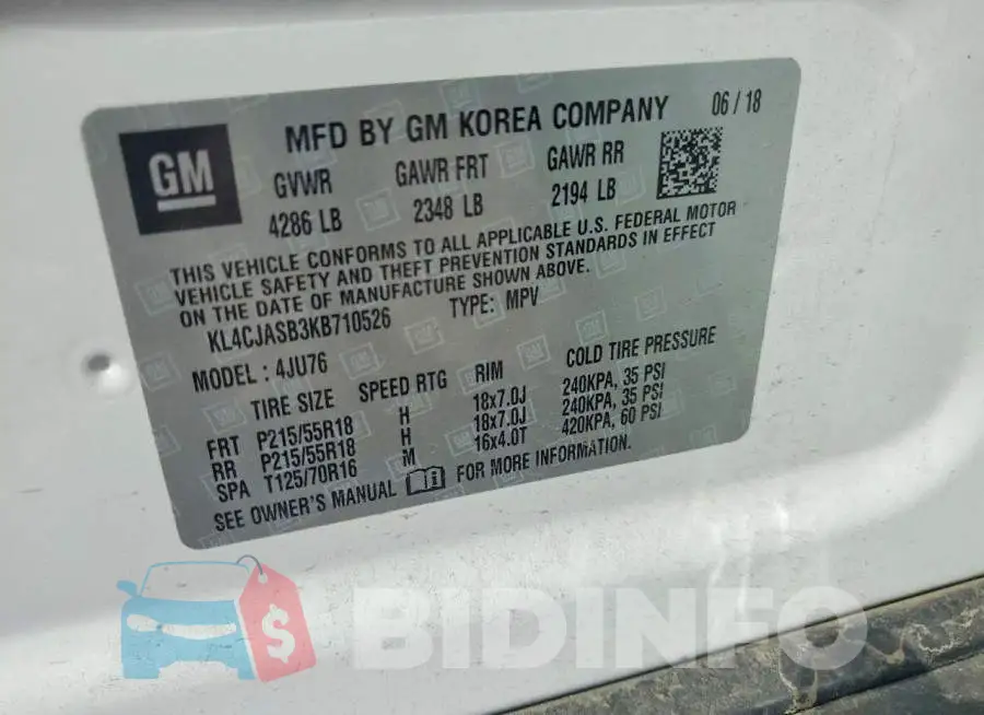 KL4CJASB3KB710526 Photo# 13