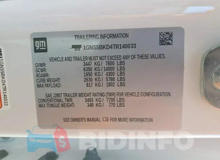 1GNS5BKD4TR140033 Photo# 14