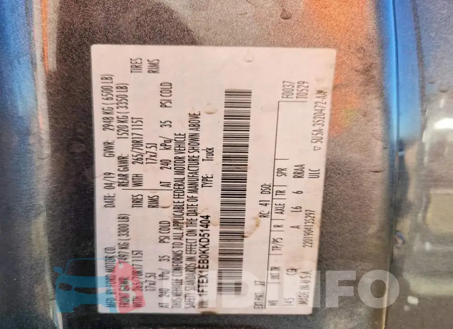 1FTEX1EB0KKD51404 Photo# 13