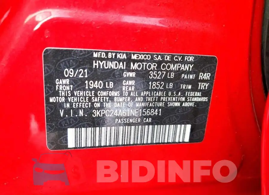 3KPC24A61NE156841 Photo# 12