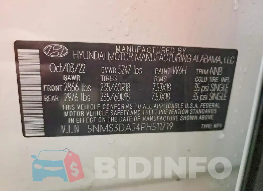 5NMS3DAJ4PH511719 Photo# 13