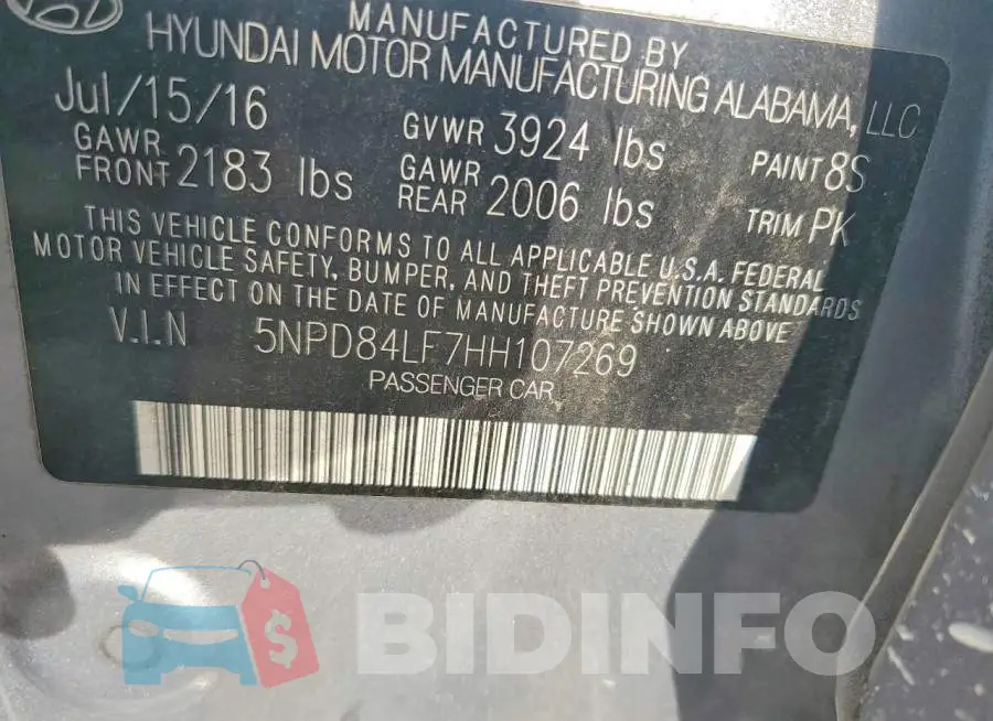 5NPD84LF7HH107269 Photo# 12