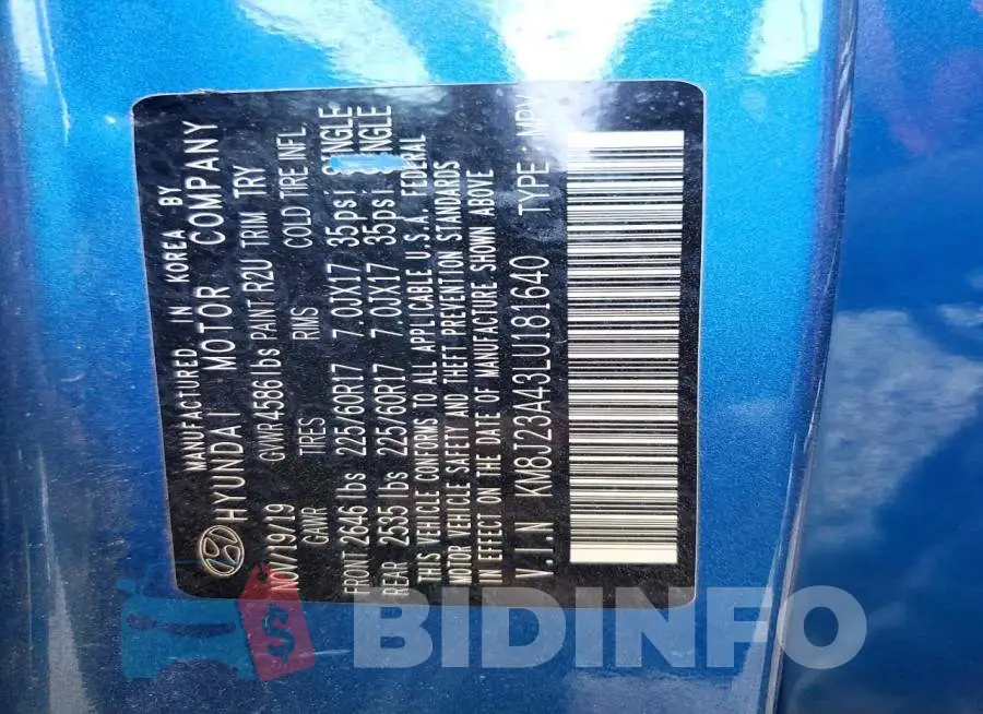 KM8J23A43LU181640 Photo# 13