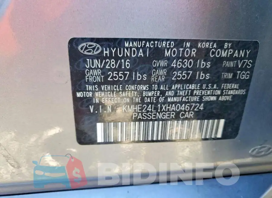 KMHE24L1XHA046724 Photo# 12