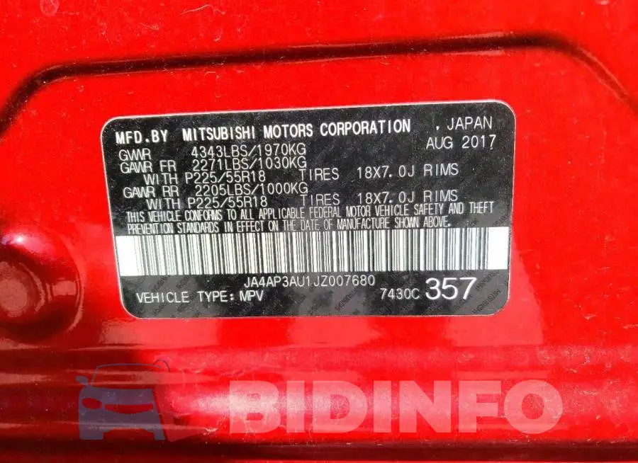 JA4AP3AU1JZ007680 Photo# 13