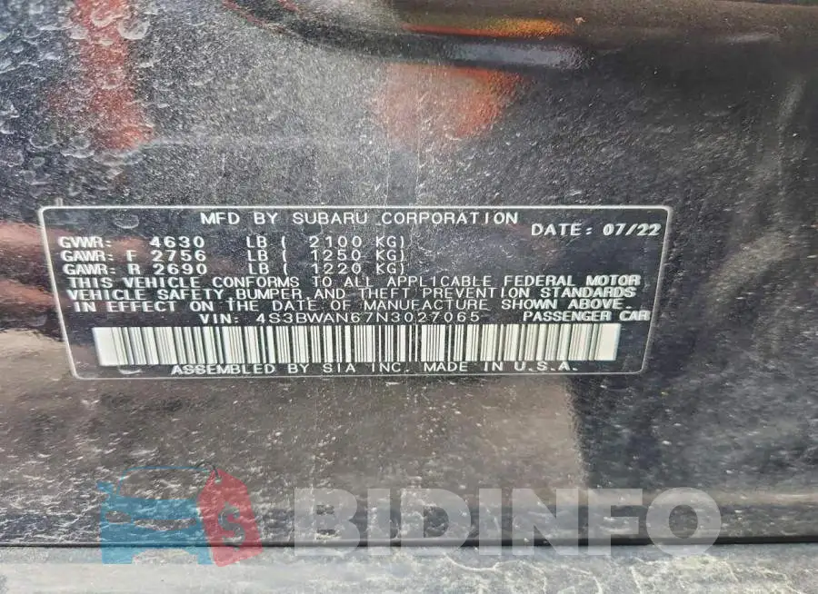 4S3BWAN67N3027065 Photo# 12