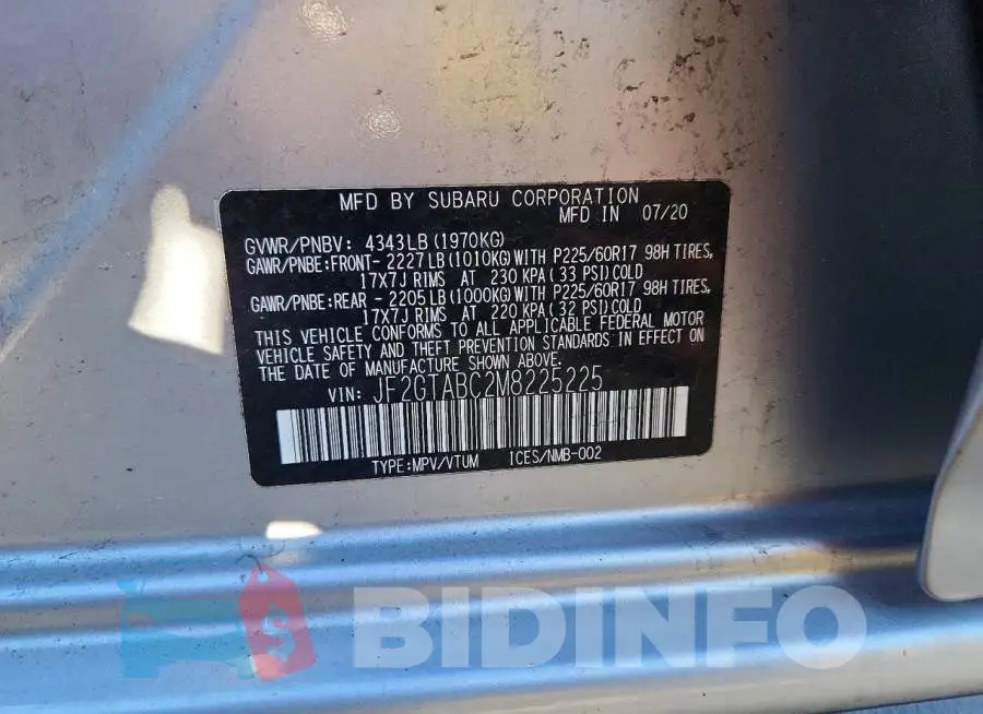 JF2GTABC2M8225225 Photo# 14