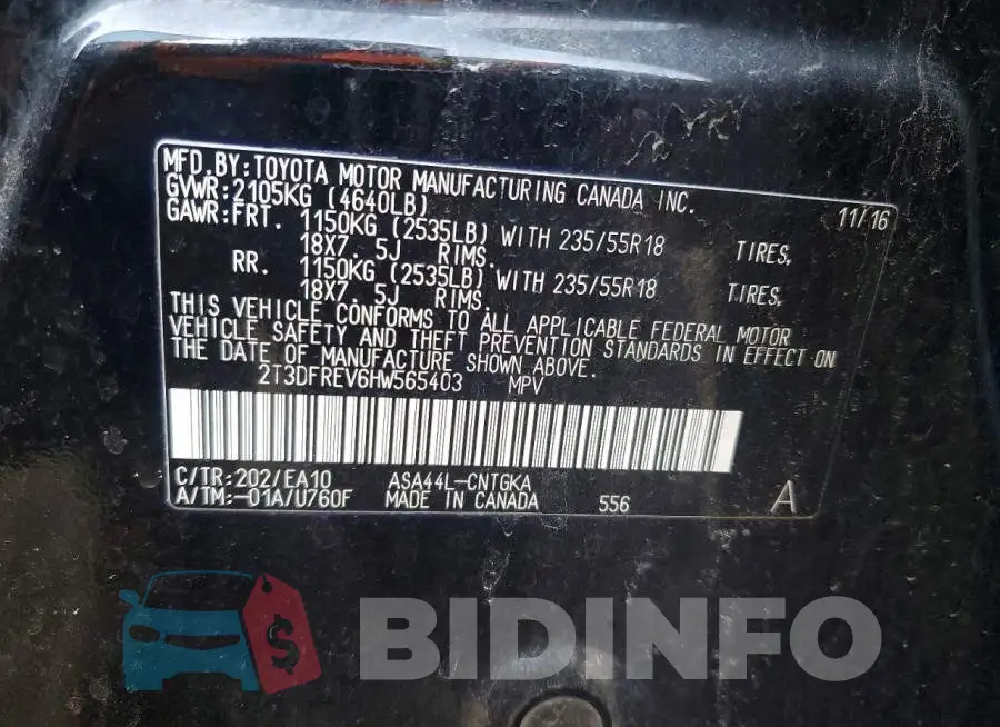 2T3DFREV6HW565403 Photo# 13