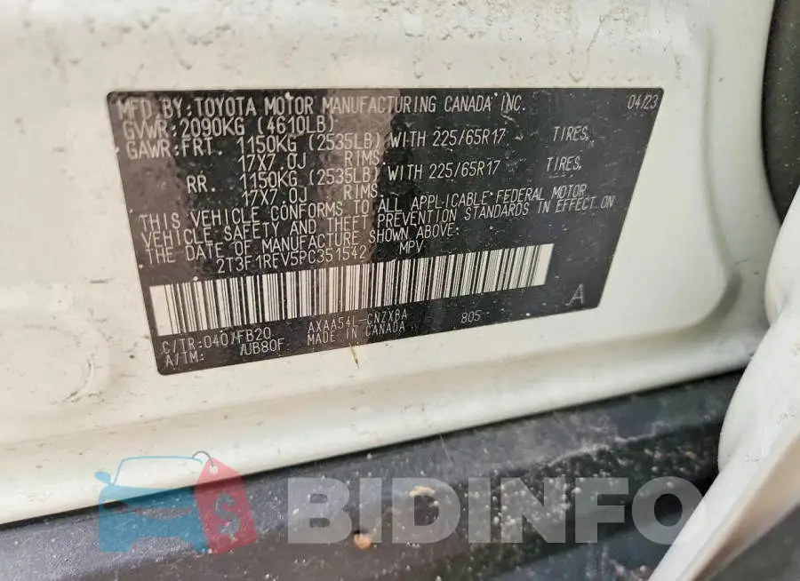 2T3F1RFV5PC351542 Photo# 13