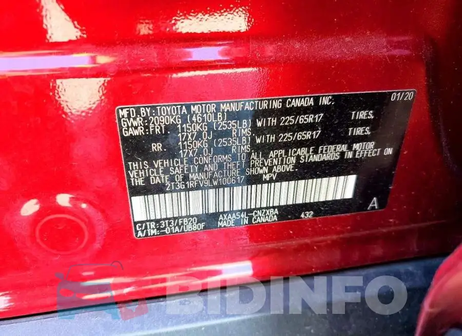 2T3G1RFV9LW100617 Photo# 14