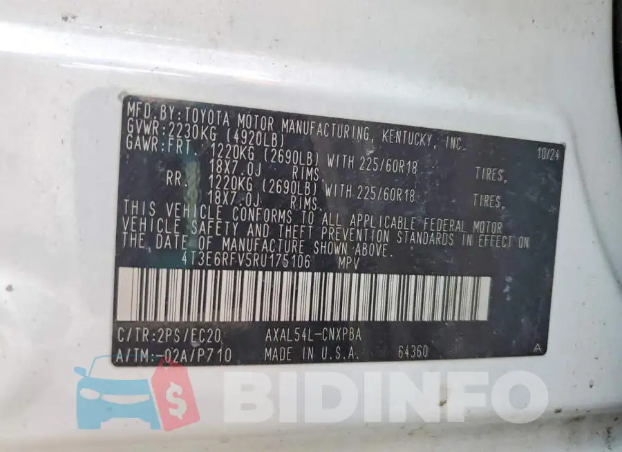 4T3E6RFV5RU175106 Photo# 12
