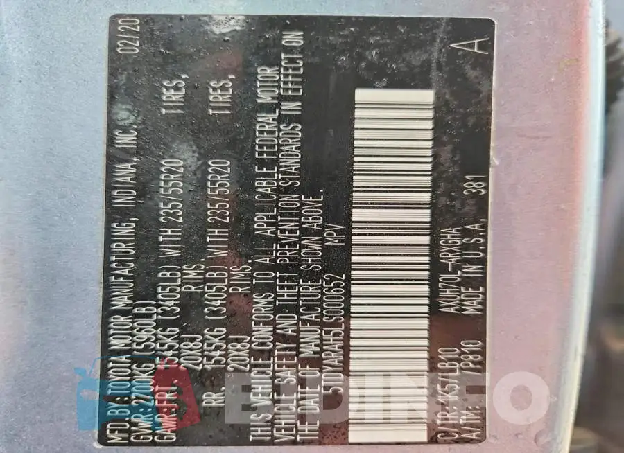 5TDYARAH5LS000652 Photo# 13