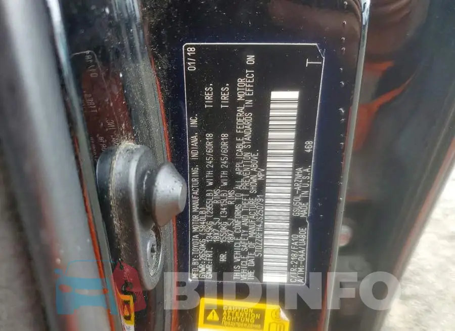 5TDZZRFH4JS250791 Photo# 13